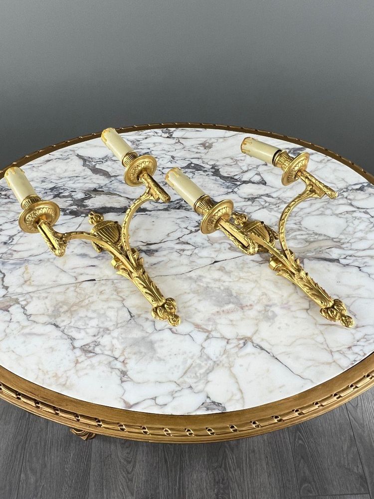 Paire D’appliques En Bronze Doré, Maison Baguès, Style Louis XVI, XXe Siècle