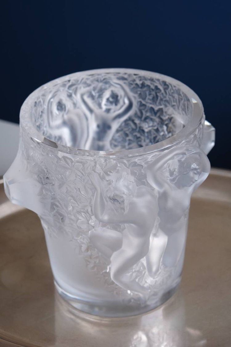 Lalique Crystal Champagne Bucket “Ganymede” Vase, 20th Century
