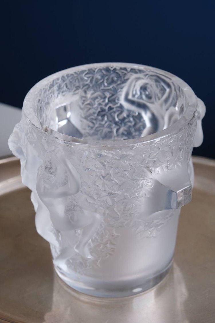 Lalique Crystal Champagne Bucket “Ganymede” Vase, 20th Century