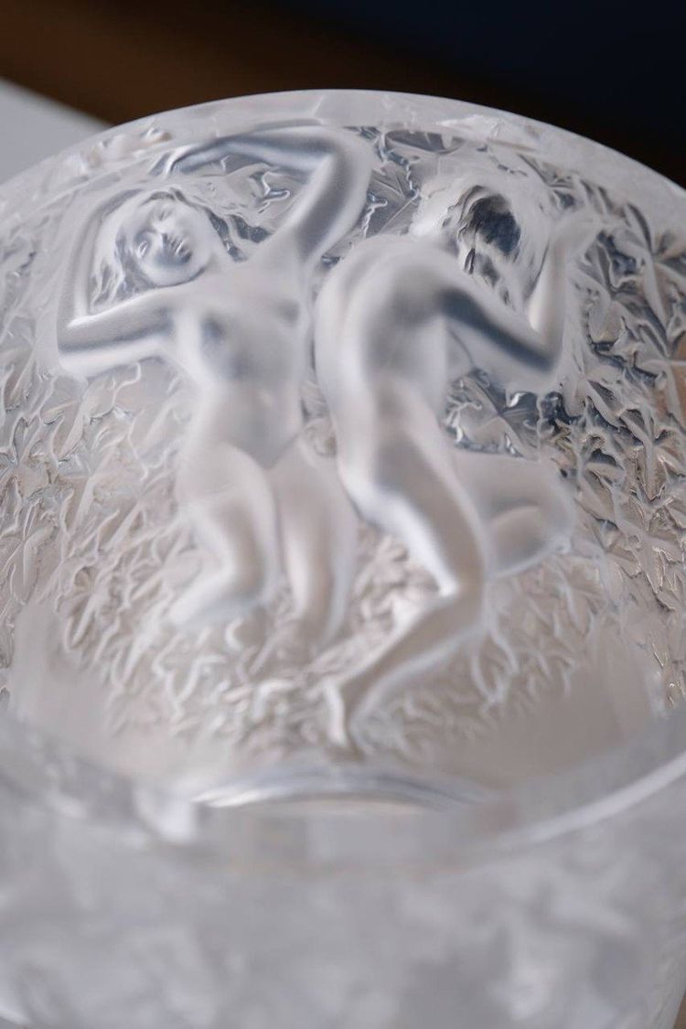 Lalique Crystal Champagne Bucket “Ganymede” Vase, 20th Century