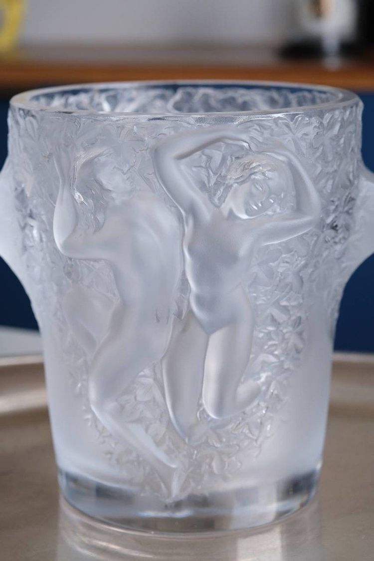 Lalique Crystal Champagne Bucket “Ganymede” Vase, 20th Century