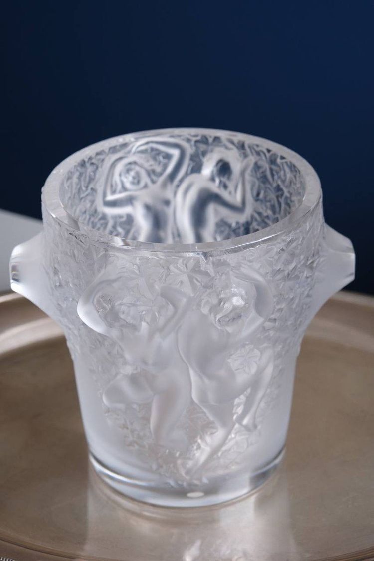 Lalique Crystal Champagne Bucket “Ganymede” Vase, 20th Century