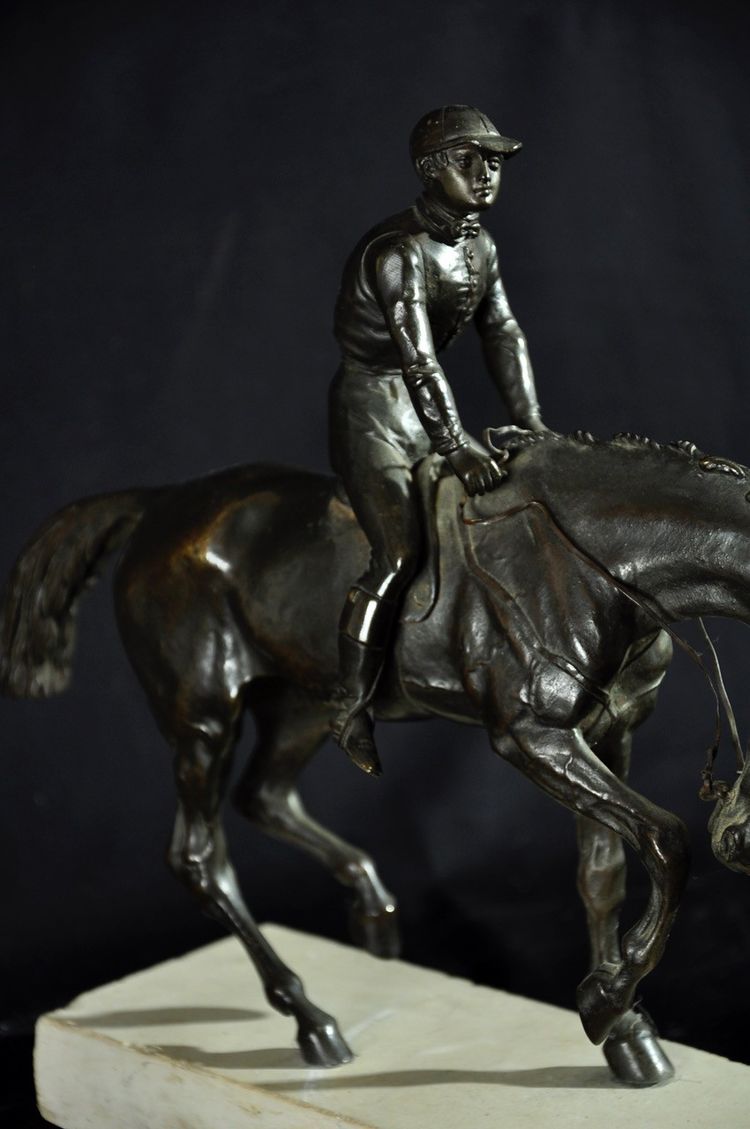 Bronze Jockey à cheval attribué à Isidore Jules Bonheur circa 1880