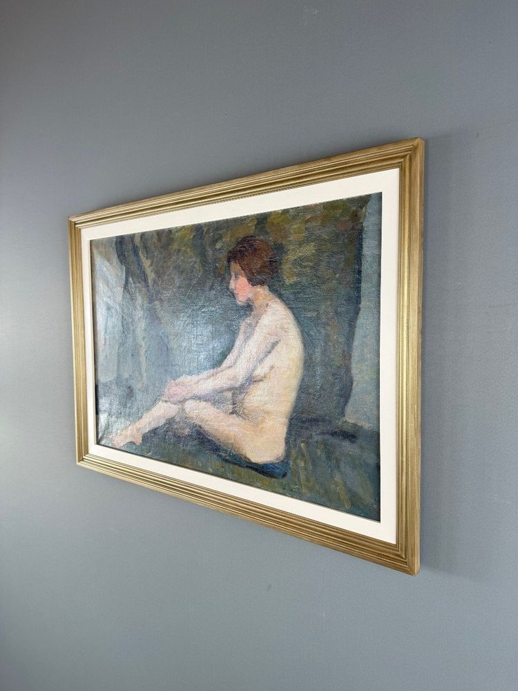 Ölgemälde auf Leinwand, Sitzender Akt, Französische Schule, frühes 20. Jahrhundert