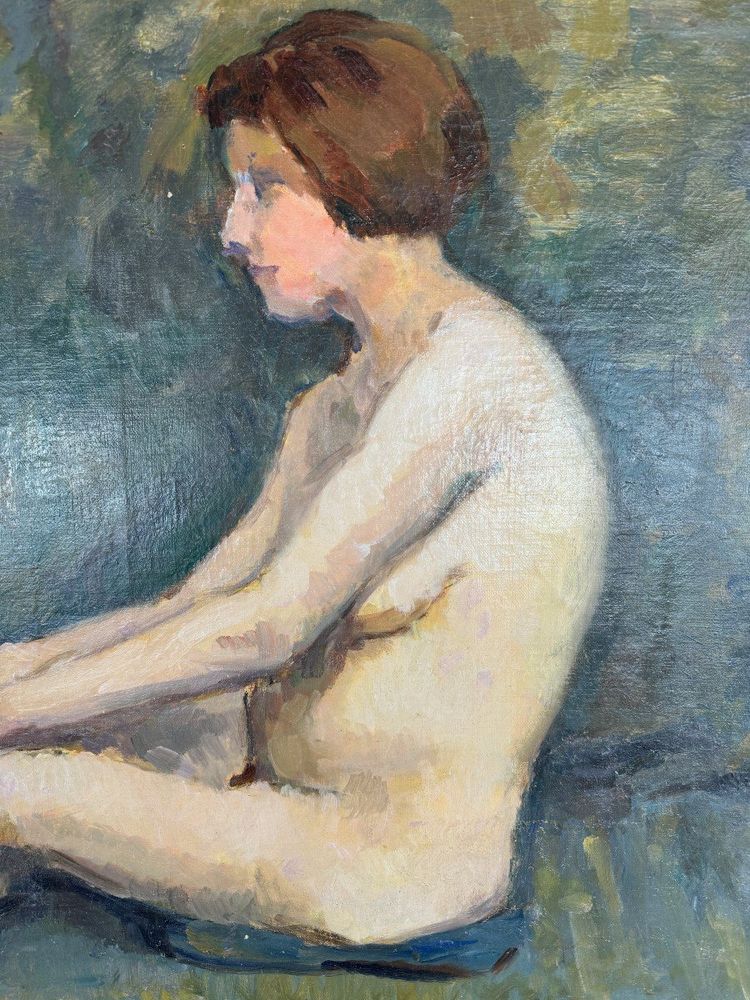 Ölgemälde auf Leinwand, Sitzender Akt, Französische Schule, frühes 20. Jahrhundert