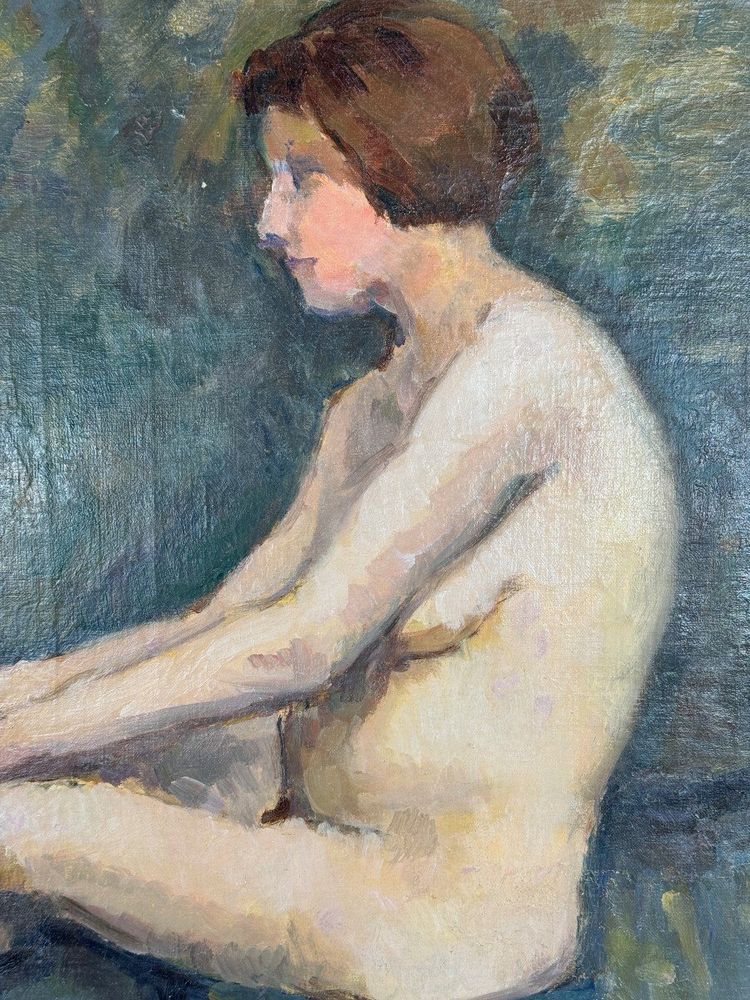 Ölgemälde auf Leinwand, Sitzender Akt, Französische Schule, frühes 20. Jahrhundert