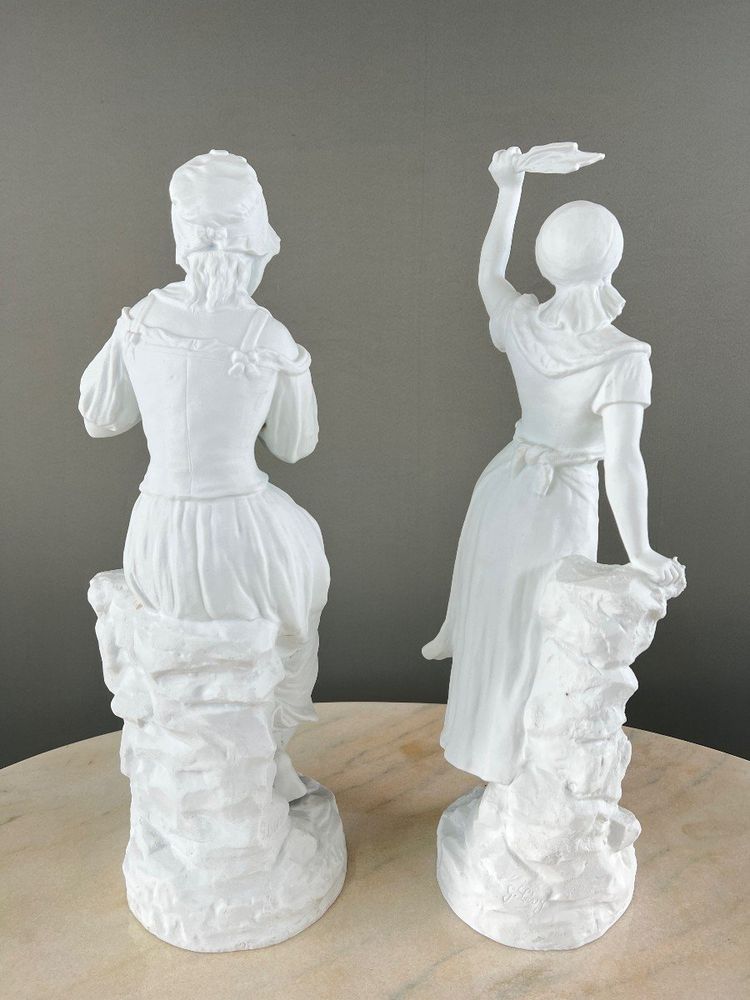 Paire De Sculptures En Biscuit, Signées G. Lévy (1820-1899), XIXe Siècle