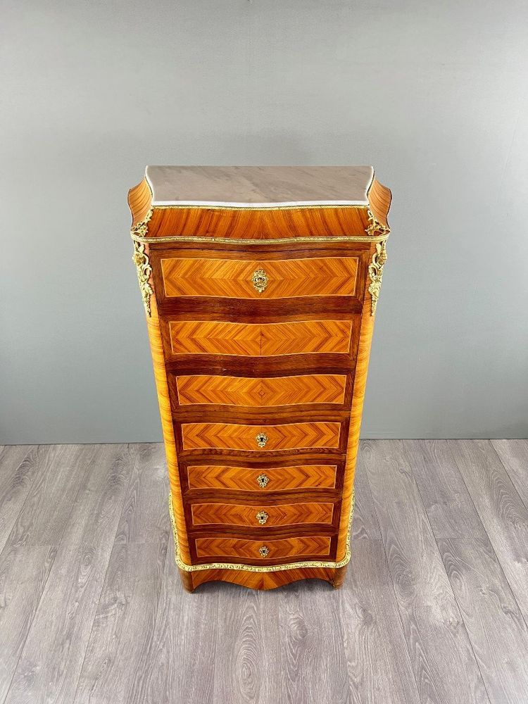 Secrétaire à Abattant En Marqueterie, Style Louis XV, XIXe Siècle
