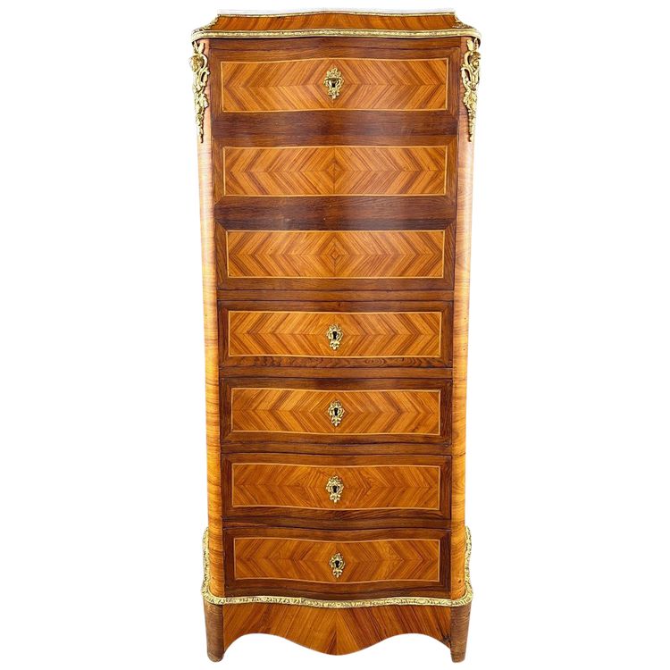 Secrétaire à Abattant En Marqueterie, Style Louis XV, XIXe Siècle
