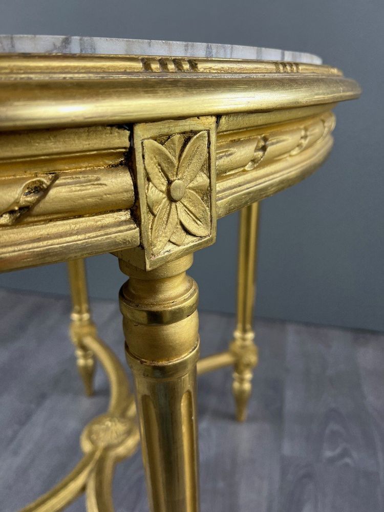 Table Guéridon En Bois Doré, Style Louis XVI, XIXe Siècle