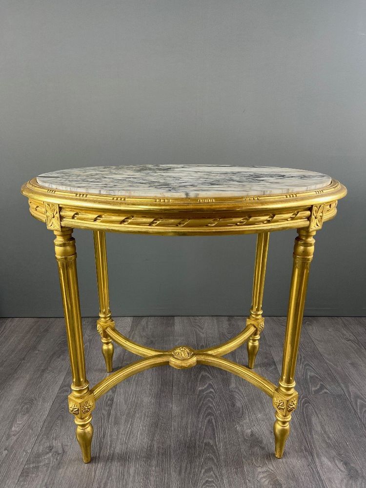 Table Guéridon En Bois Doré, Style Louis XVI, XIXe Siècle