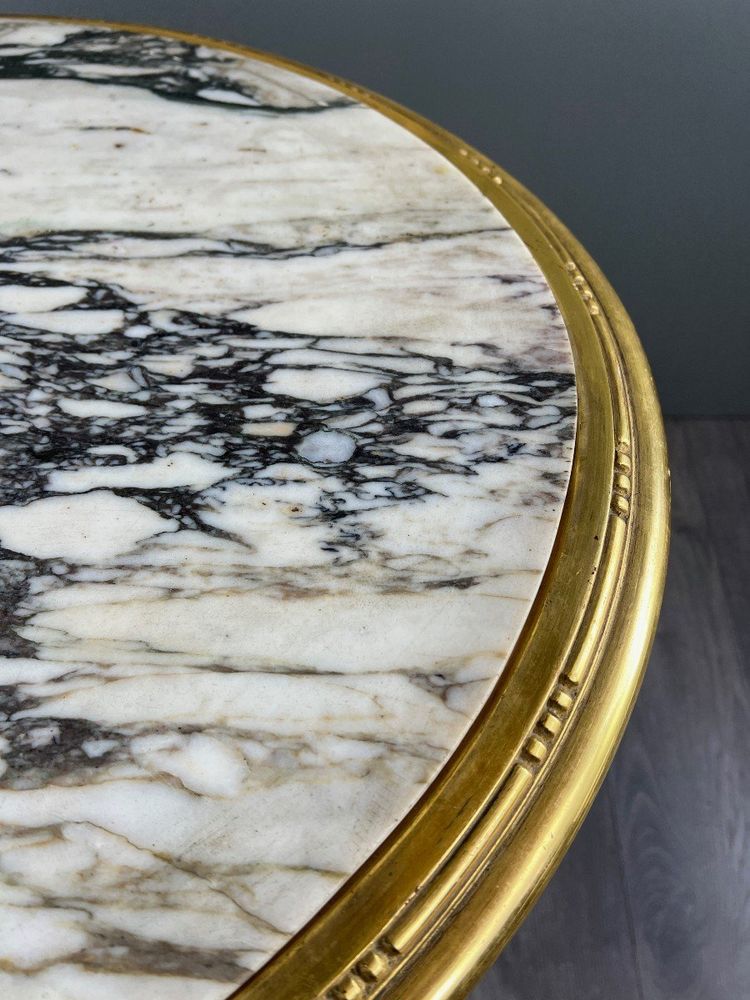 Table Guéridon En Bois Doré, Style Louis XVI, XIXe Siècle