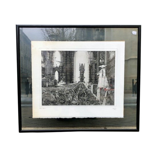 Etching with the Burin Bâtir Numbered, Dated 1989 and Signed Philippe Mohlitz (1941 - 2019)