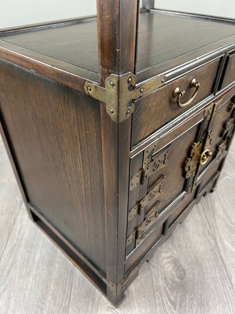 Etagère Cabinet Asiatique En Bois Et Laiton, Fin XIXe / Début XXe