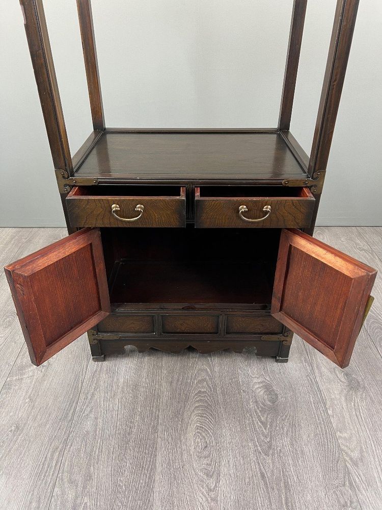 Etagère Cabinet Asiatique En Bois Et Laiton, Fin XIXe / Début XXe