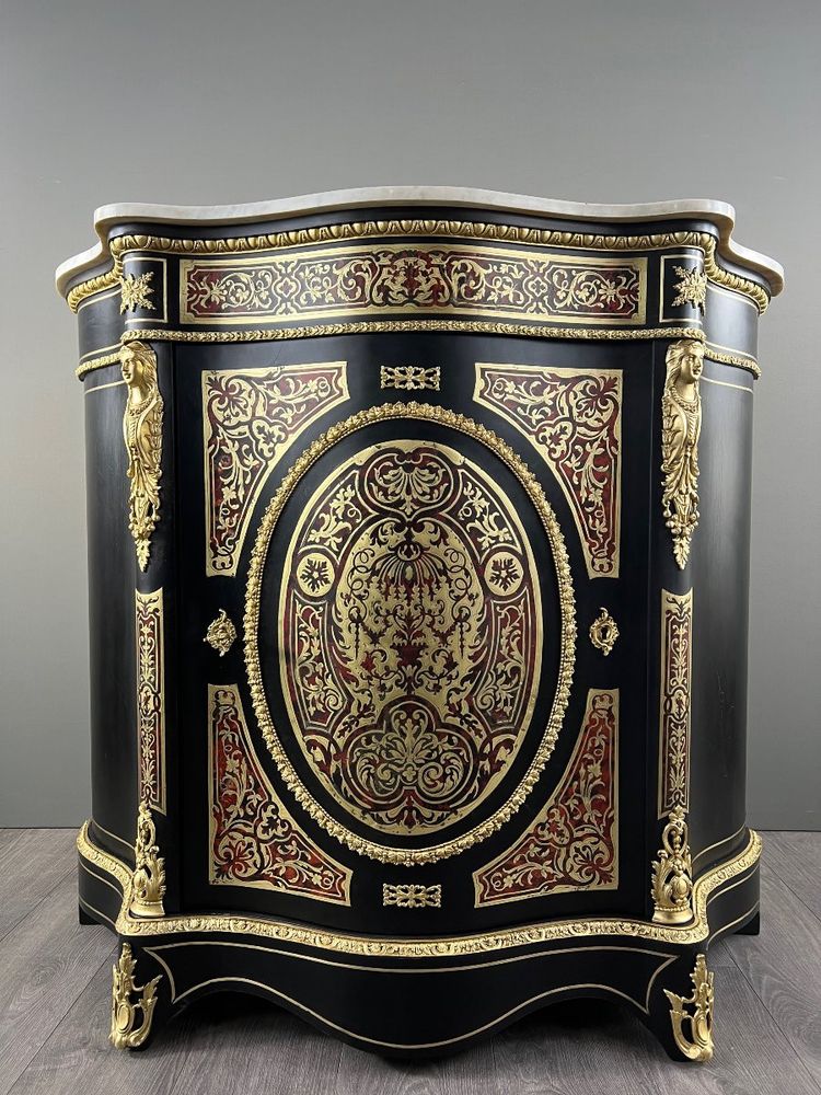 Paar Boulle-Möbelschränke mit Intarsienarbeit, Epoche Napoleon III