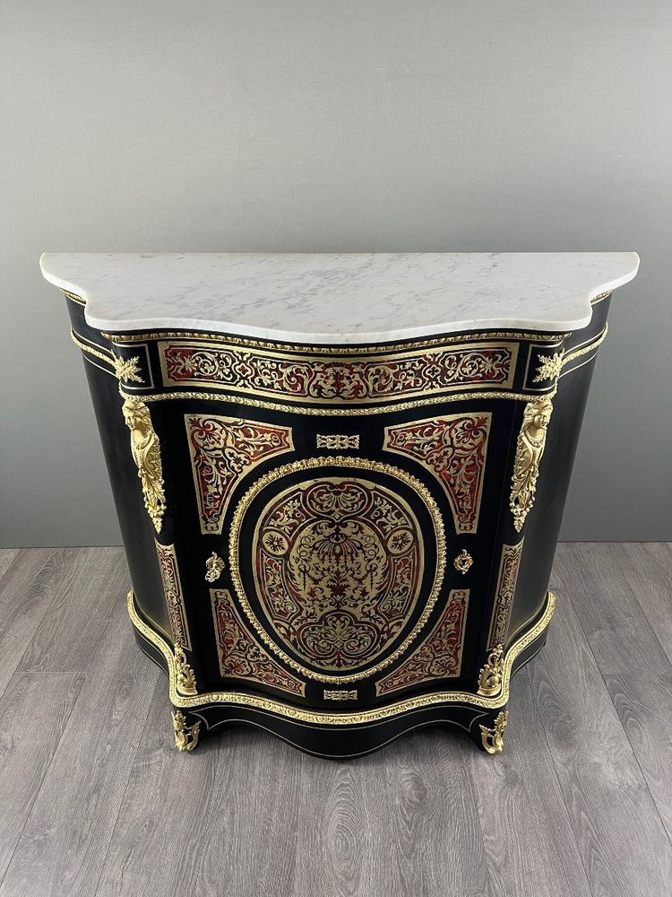 Paar Boulle-Möbelschränke mit Intarsienarbeit, Epoche Napoleon III