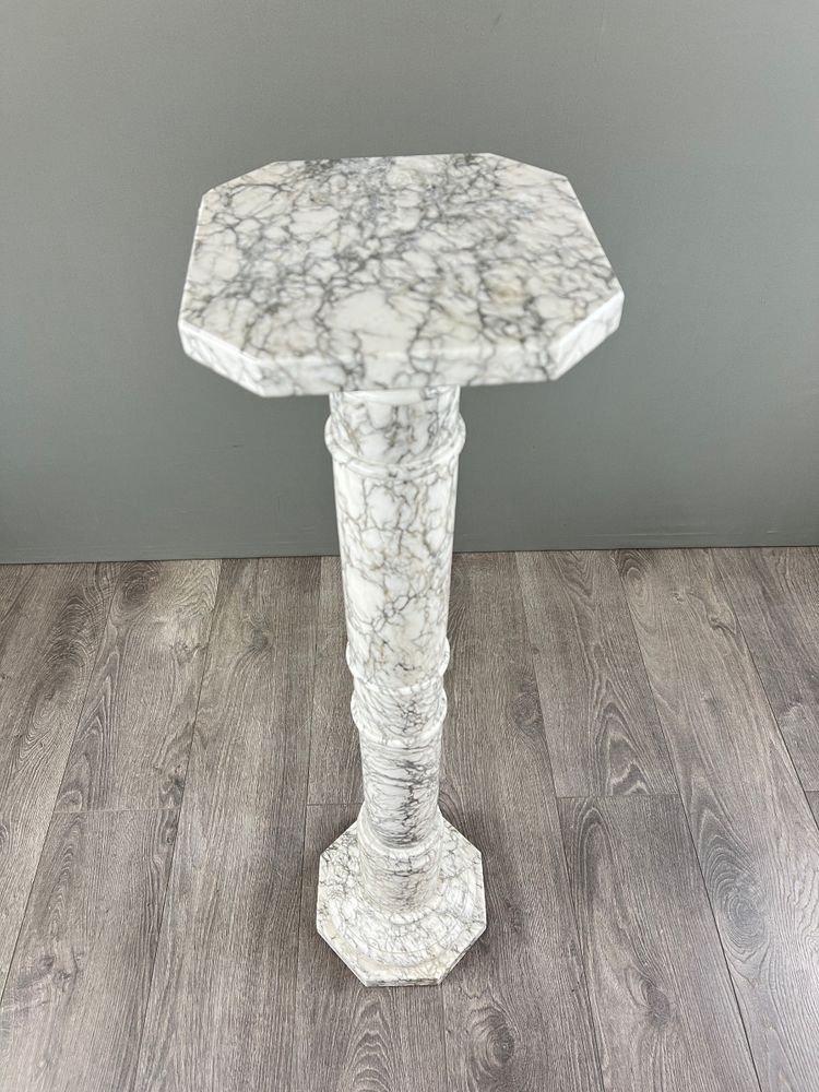 White Veined Marble Column, 20th Century