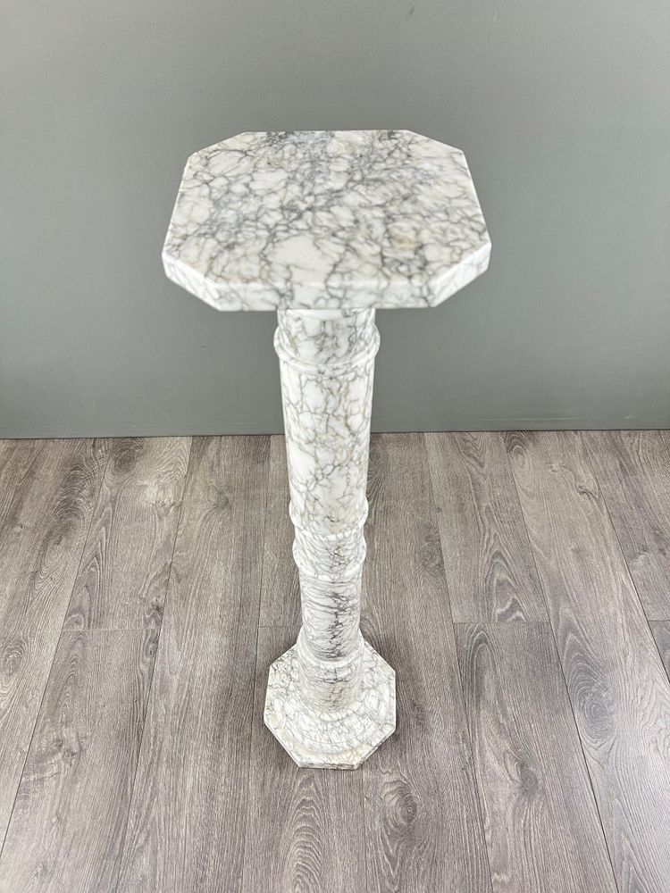White Veined Marble Column, 20th Century