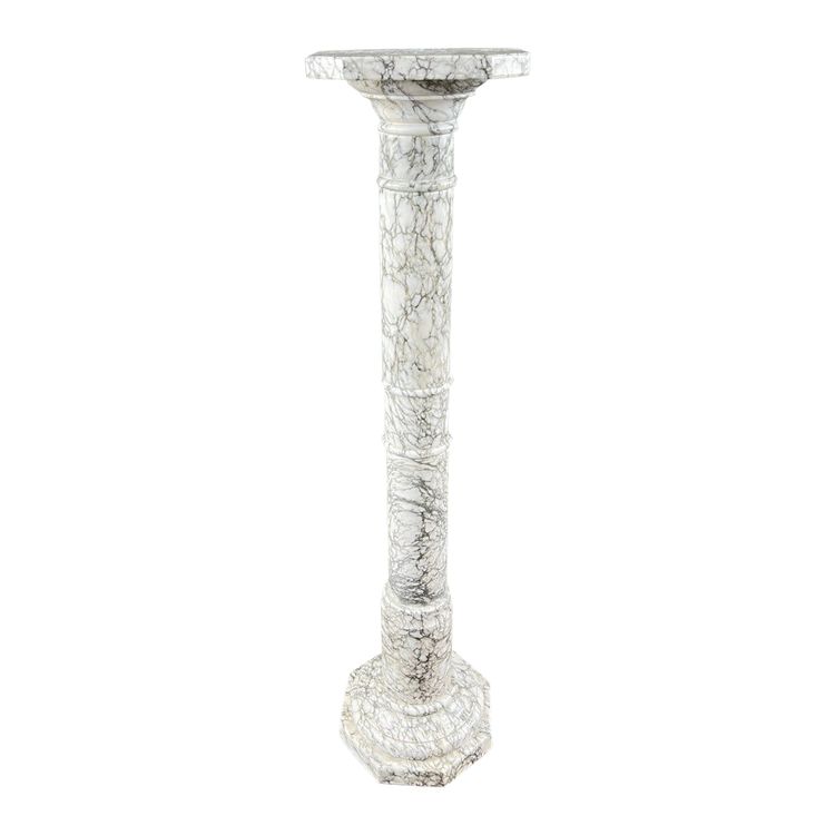 White Veined Marble Column, 20th Century