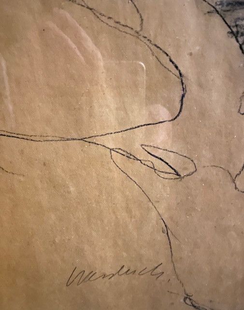 Claude WEISBUCH (1927-2014) - The Violinist - Charcoal Drawing - Exceptional Size