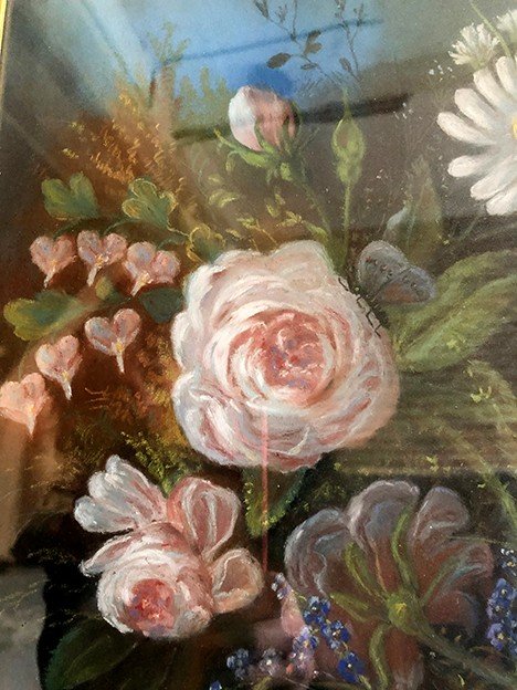 Pastel XIXe, fleurs des champs