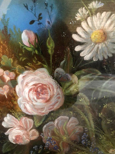 Pastel XIXe, fleurs des champs