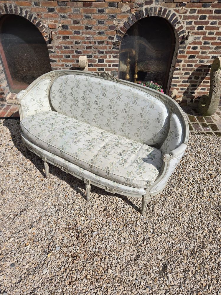 Louis XVI Period Sofa, Ottoman