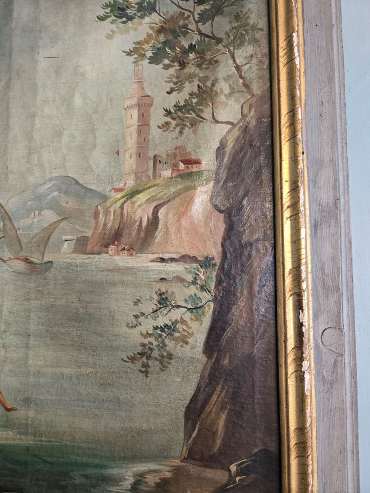 Trumeau with seaside painting, 18th century.