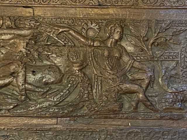 Alta Epoque - Pannello frontale di cassapanca in rovere intagliato - "Diane de Poitiers" - 