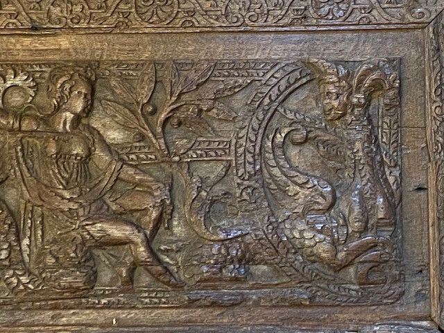 Alta Epoque - Pannello frontale di cassapanca in rovere intagliato - "Diane de Poitiers" - 