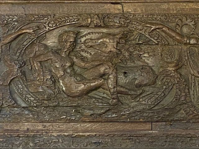 Alta Epoque - Pannello frontale di cassapanca in rovere intagliato - "Diane de Poitiers" - 