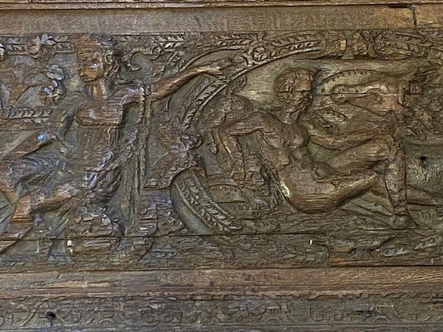 Alta Epoque - Pannello frontale di cassapanca in rovere intagliato - "Diane de Poitiers" - 