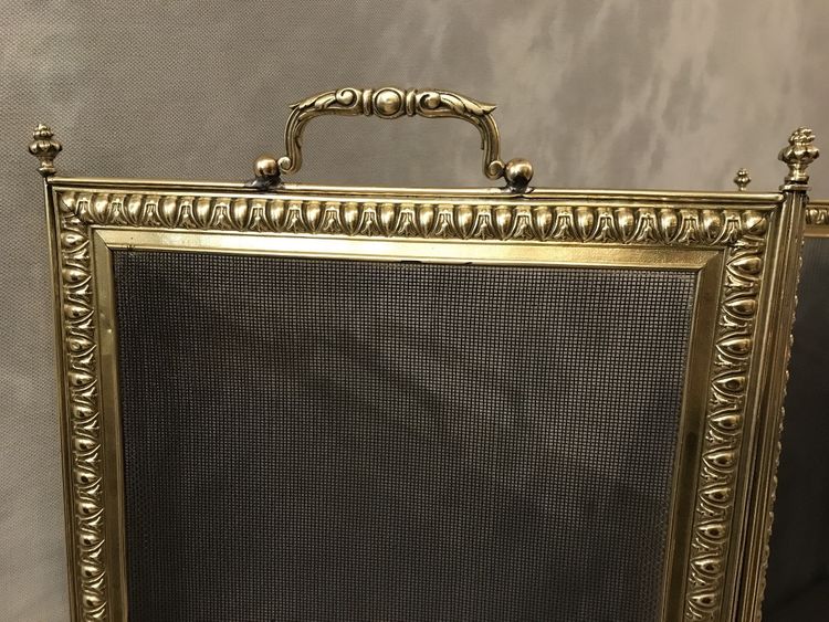 19th century pressed brass fireplace screen