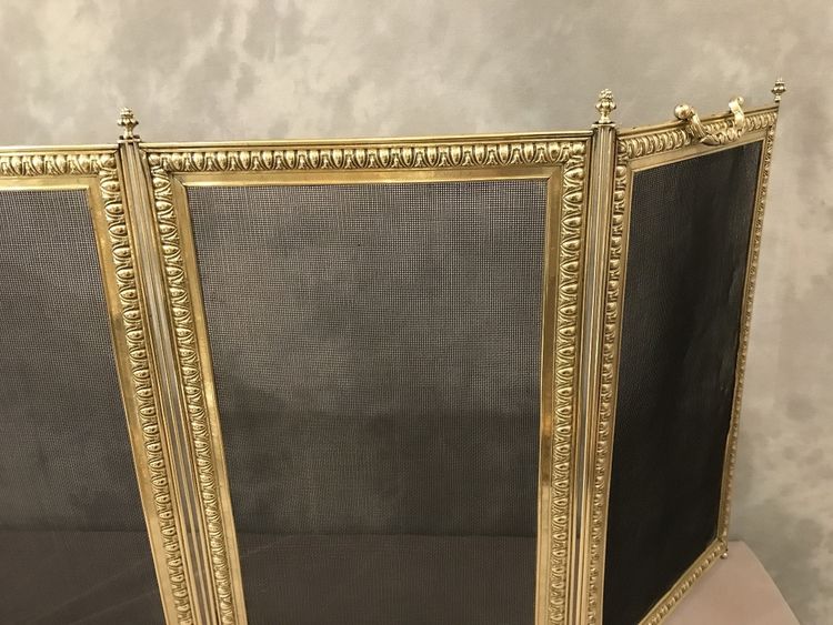 19th century pressed brass fireplace screen