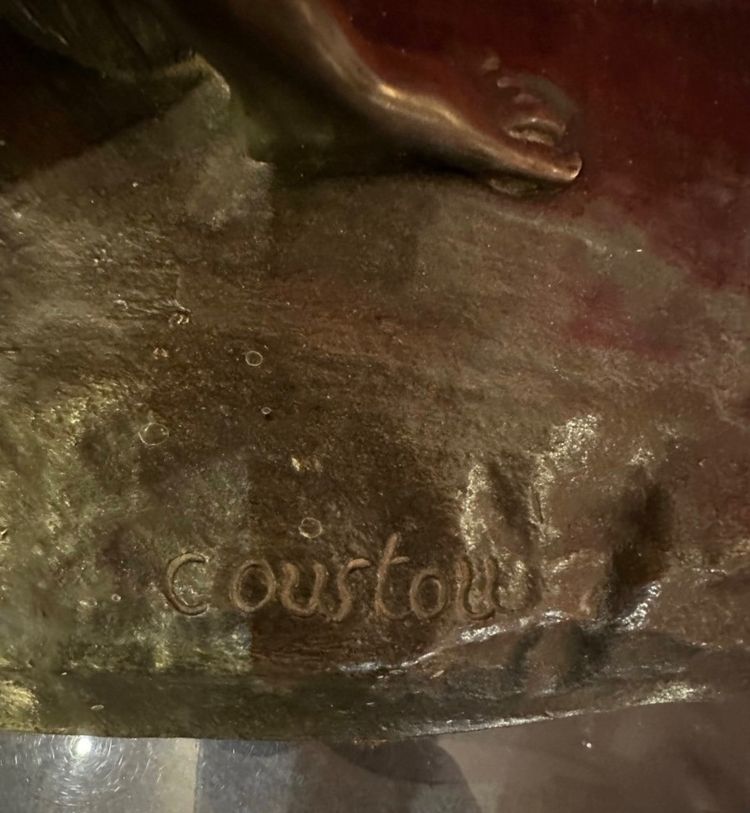 Bronze Darstellend Die Pferde Von Marly Mit Brauner Patina Von Coustou