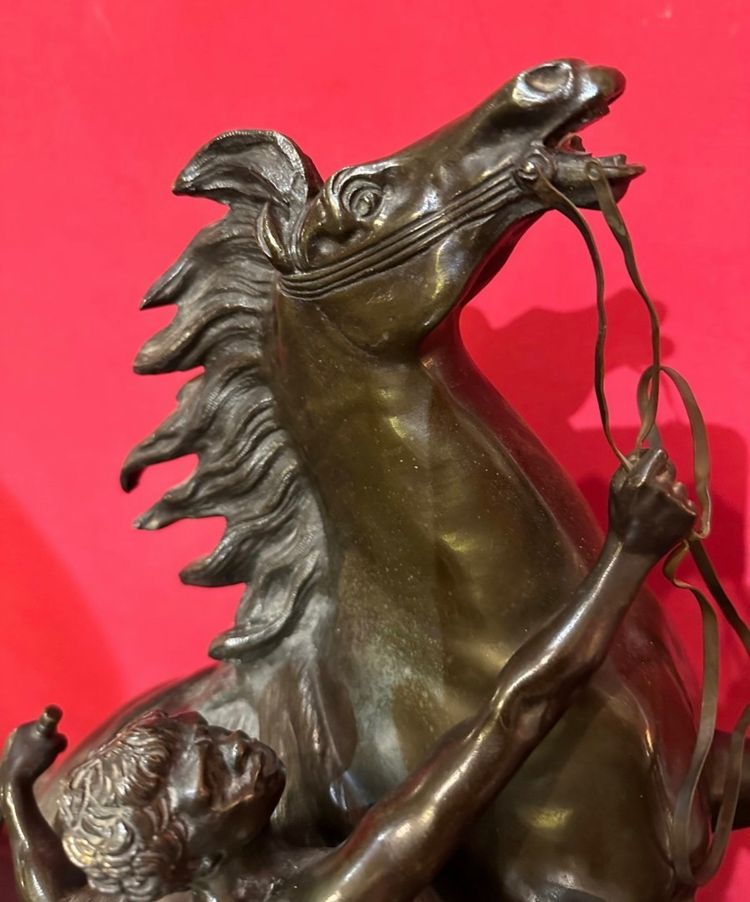Bronze Darstellend Die Pferde Von Marly Mit Brauner Patina Von Coustou