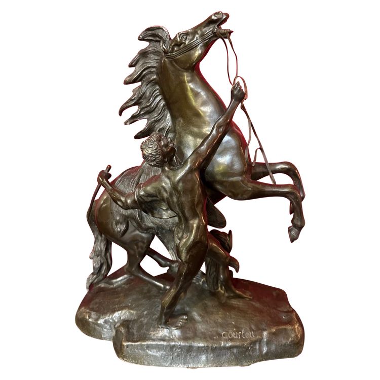 Bronze Darstellend Die Pferde Von Marly Mit Brauner Patina Von Coustou