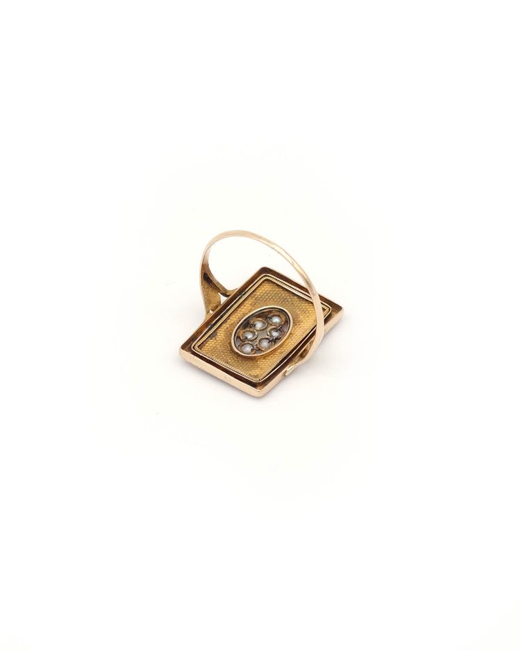Bague Ier Empire perles et or 18k, bague ancienne, perles fines, bijou Ancien, Napoléon 1er