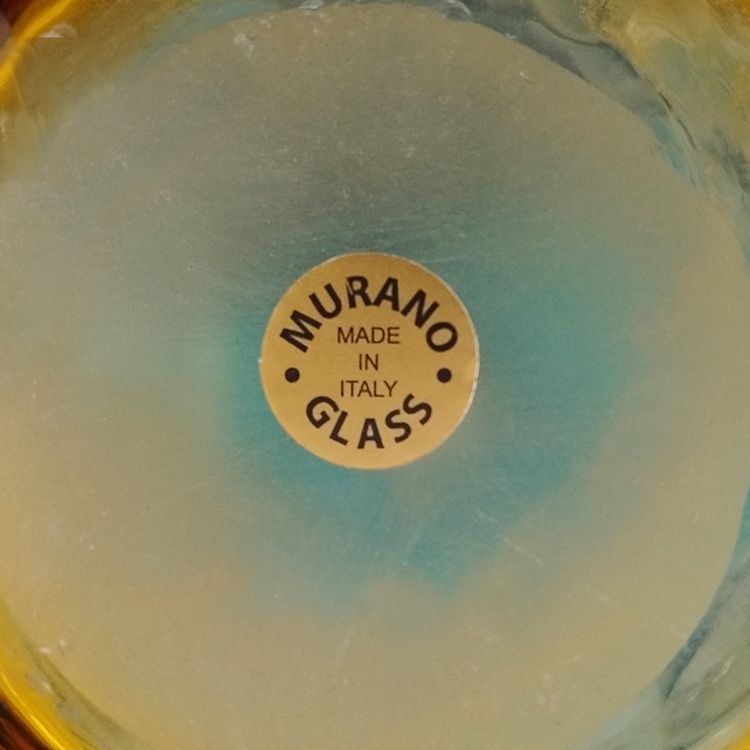 1970er Jahre Wunderschöne Vase in Blau und Bernstein aus Muranoglas von Ca Dei Vetrai.
