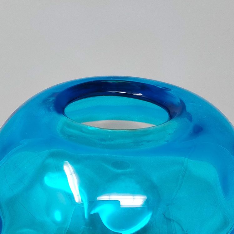1970er Jahre Wunderschöne Vase in Blau und Bernstein aus Muranoglas von Ca Dei Vetrai.