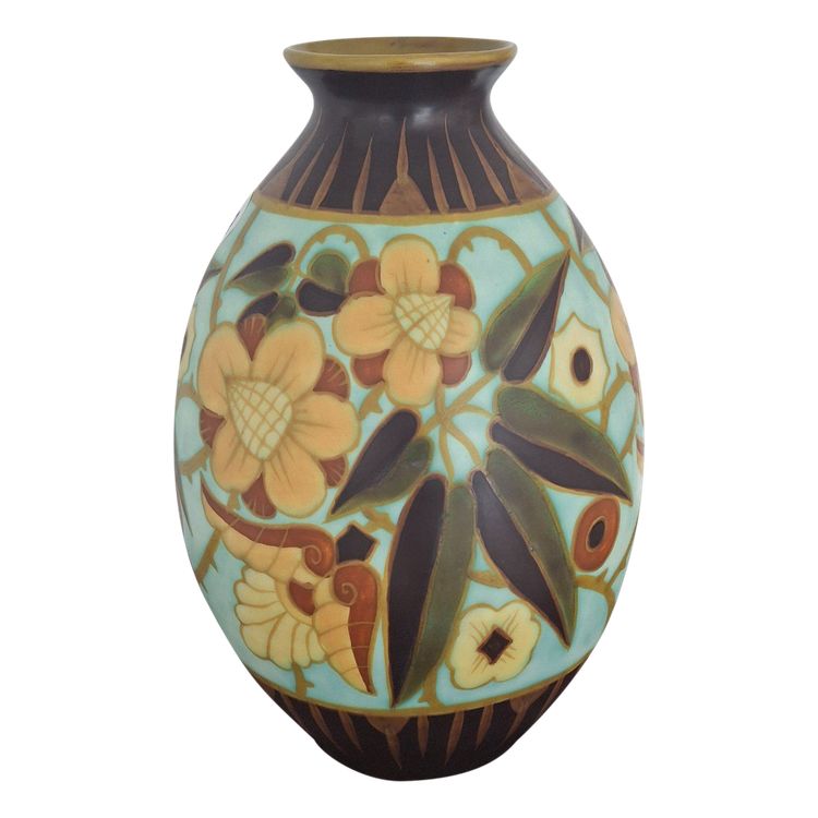 Ceramic ovoid vase signed Charles CATTEAU /KERAMIS BOCH