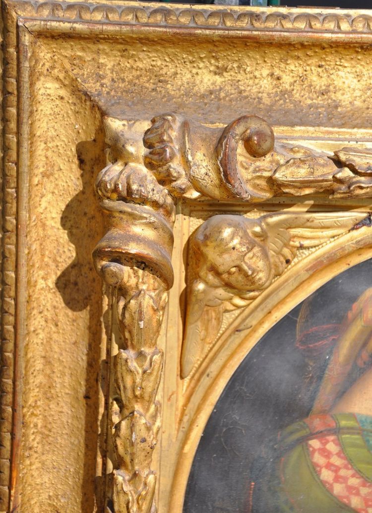 Raphael : "la Mère Et l'Enfant ". Copy from the 19th century, beautiful gilded frame.
