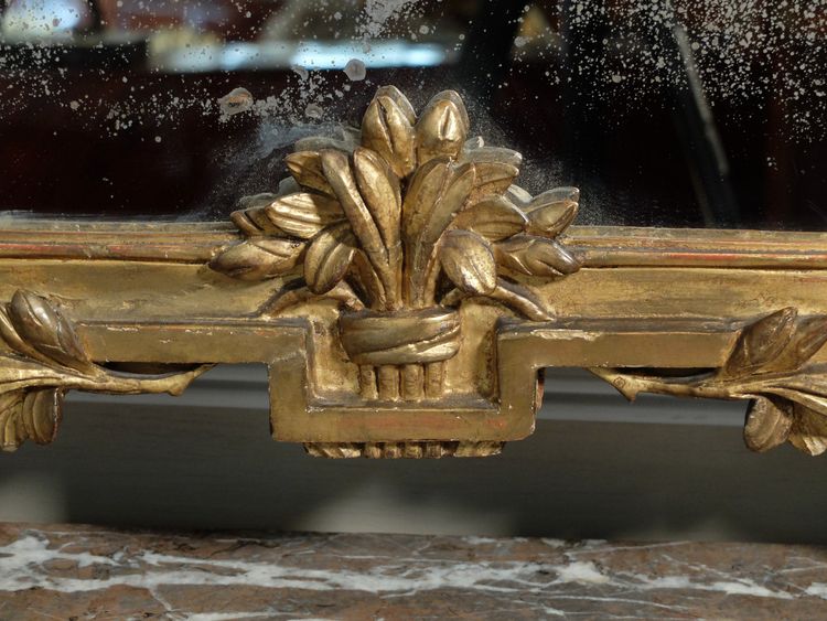 Louis XVI gilded wood mirror