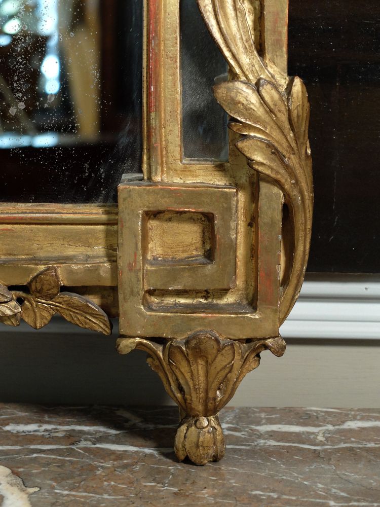 Louis XVI gilded wood mirror