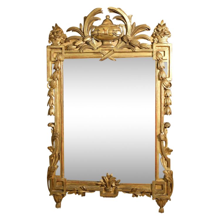 Louis XVI gilded wood mirror