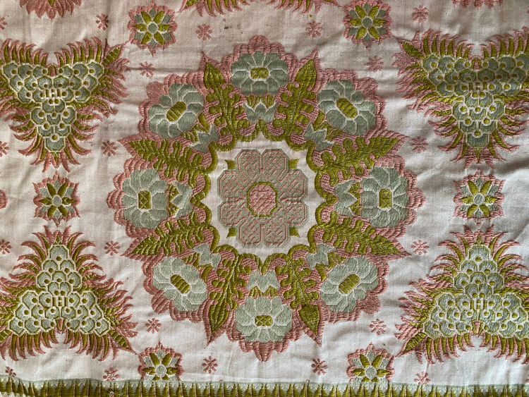 Reversible silk table rug - 19th century