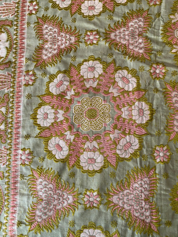 Reversible silk table rug - 19th century