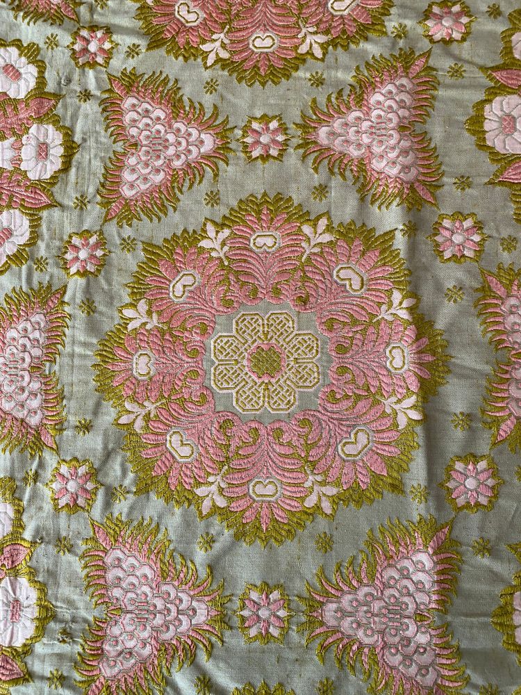 Reversible silk table rug - 19th century