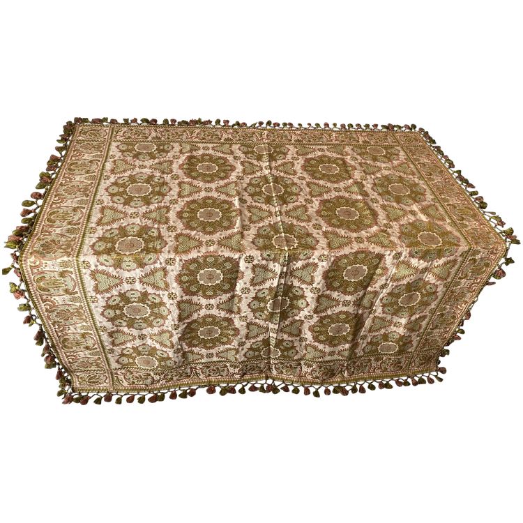 Reversible silk table rug - 19th century